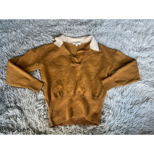 Madewell Color Block Polo Sweater Merino Wool Womens Medium Brown
